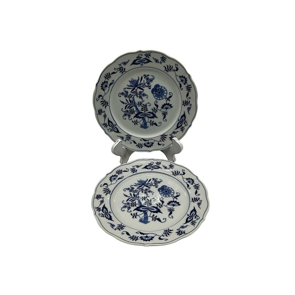 Blue Danube 8.5"  SALAD LUNCHEON Plate Blue Onion Rectangular Backstamp Set of 2